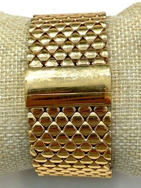 Gold Woven Mesh Bracelet - Classic Gold Tone